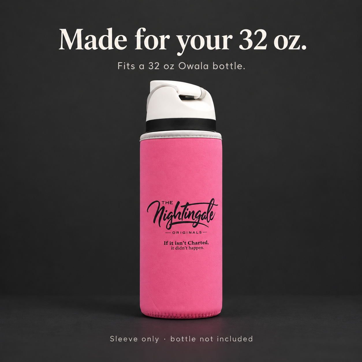 Rose-pink Clutch’d tumbler sleeve displayed on a bottle in a Made for your 32 oz fit graphic.